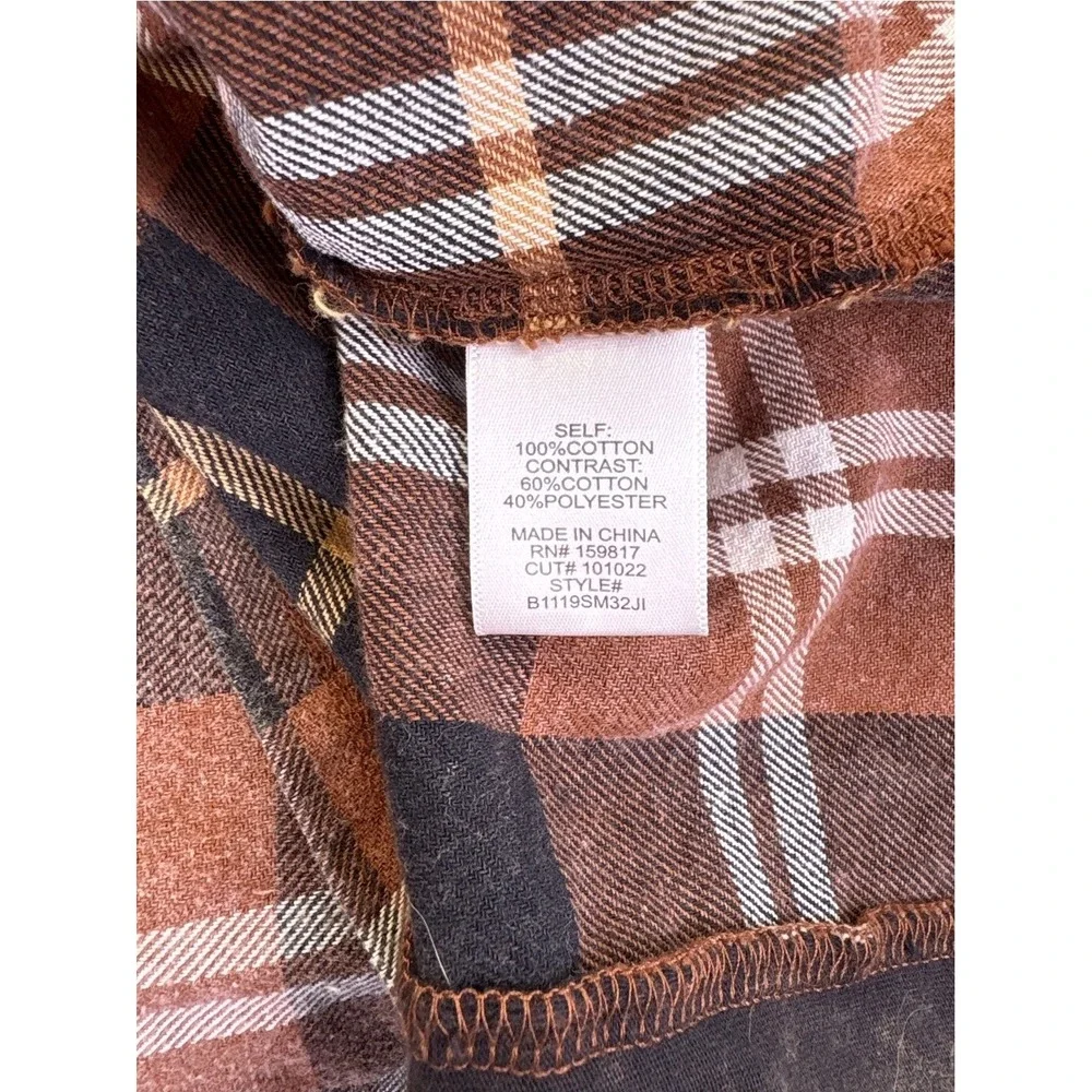 Altar'd State Nashville Music City Eagle Plaid Flannel‎ Shirt L Brown Western